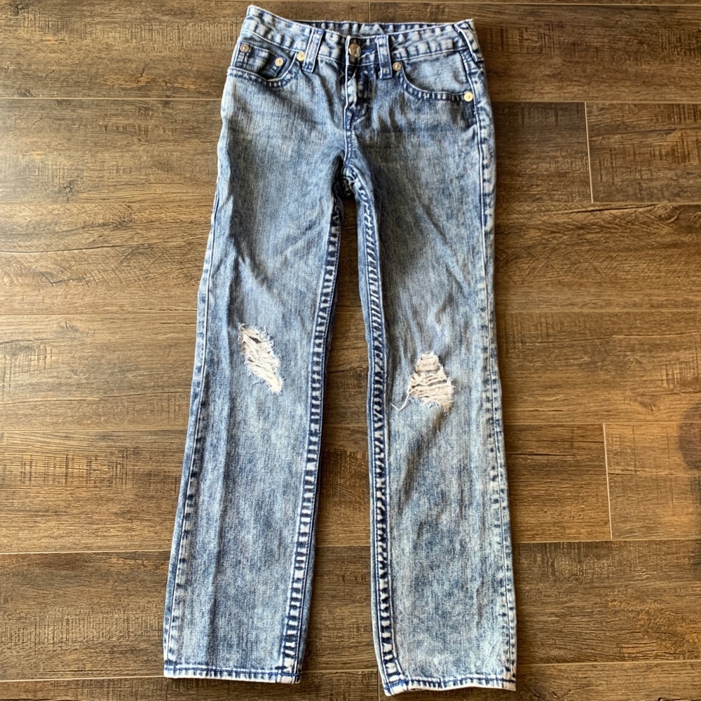 ❤️SOLD Children’s True Religion Straight Fit Contrast Acid Wash Distressed Jeans - Picture 2 of 11